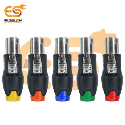 250V 20A 4 Pole Speakon Male Cable Connector with Metal Insert (Multicolor) Pack of 5